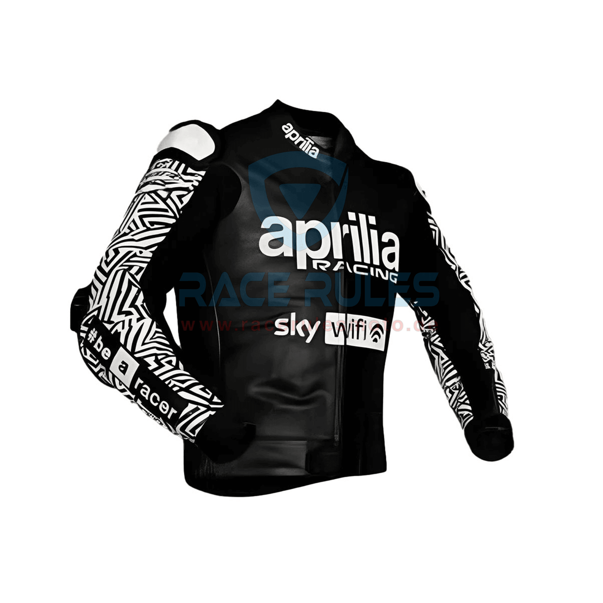 Aleix Espargaro Black And White Motorcycle Racing Jacket Aprilia WT 2022