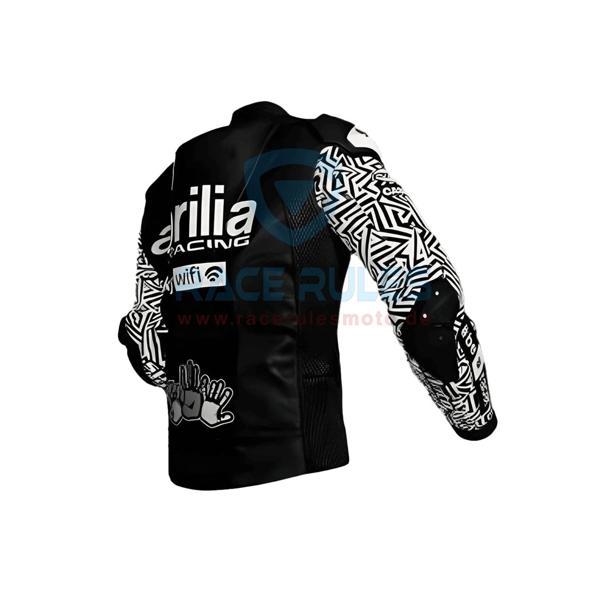 Aleix Espargaro Black And White Motorcycle Racing Jacket Aprilia WT 2022