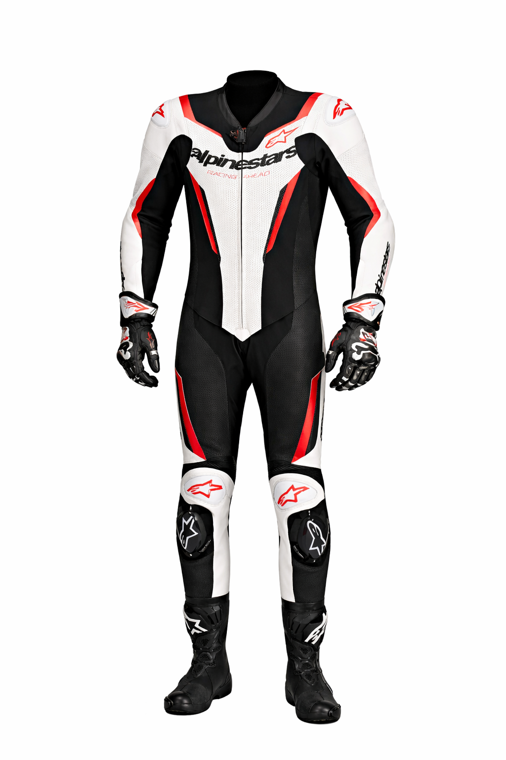 Alpinestars GP Force V2 One-Piece Racing Leather Suit | Black White Red