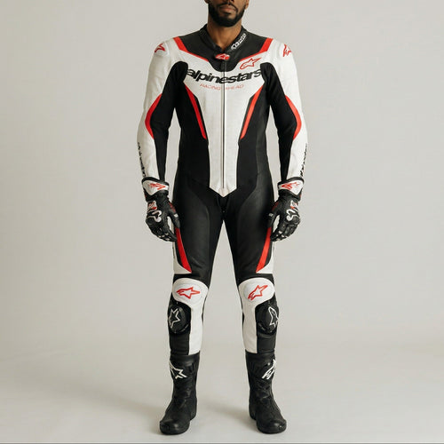 Alpinestars GP Force V2 One-Piece Racing Leather Suit | Black White Red