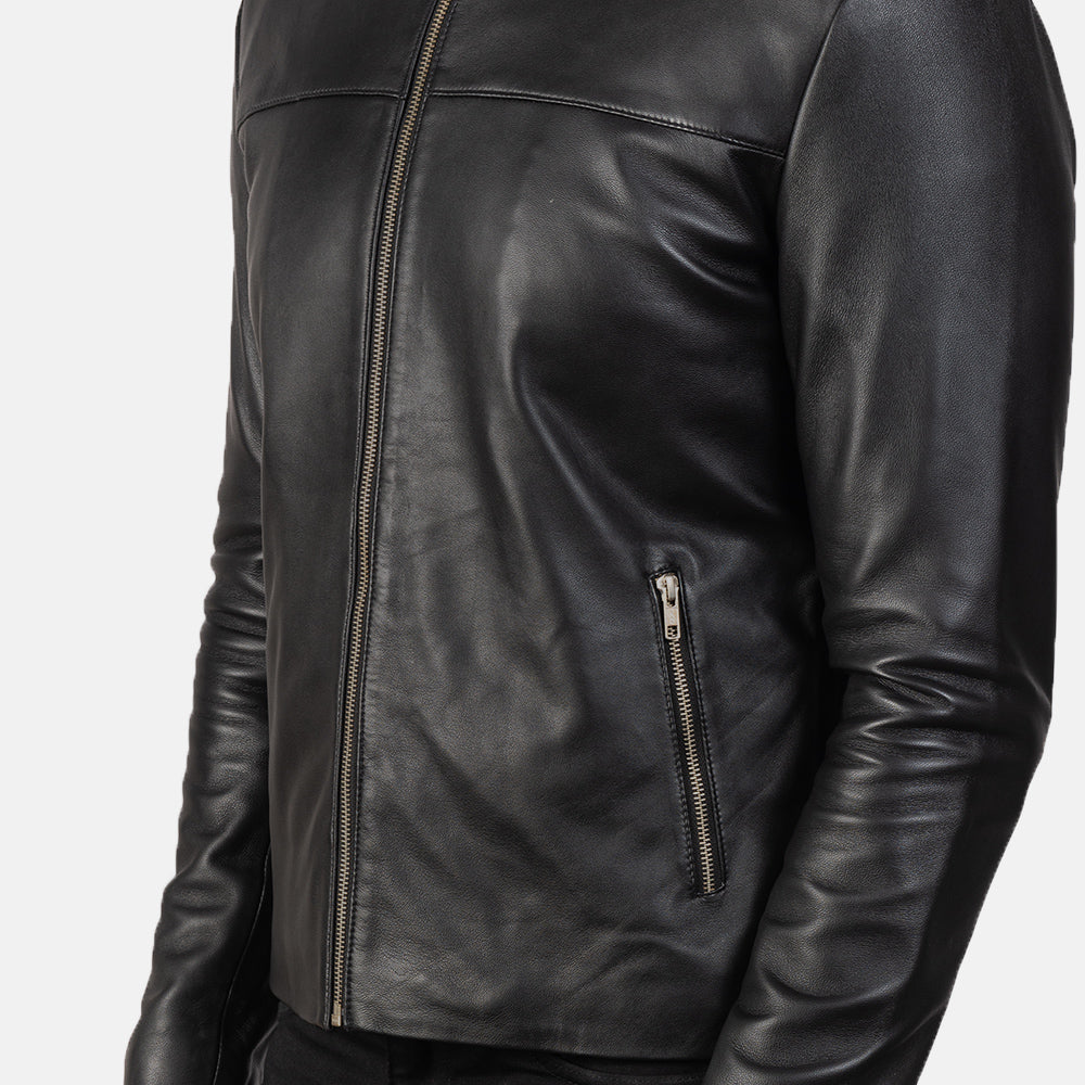 New Men Black Racing Motorbike Riding Leather Biker Jacket