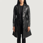 Women Alpine Black Long Leather Coat