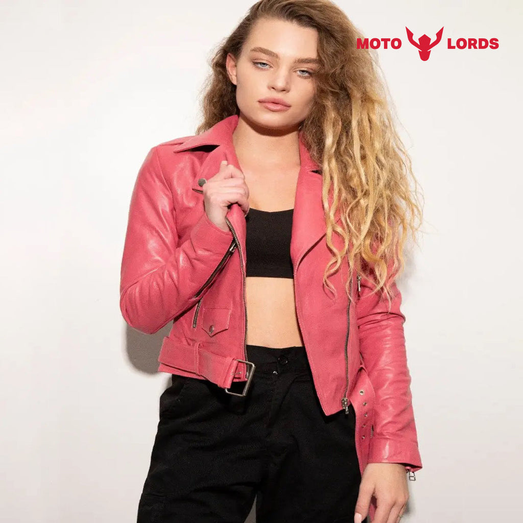 Plus Size Barbie Pink Leather Jacket