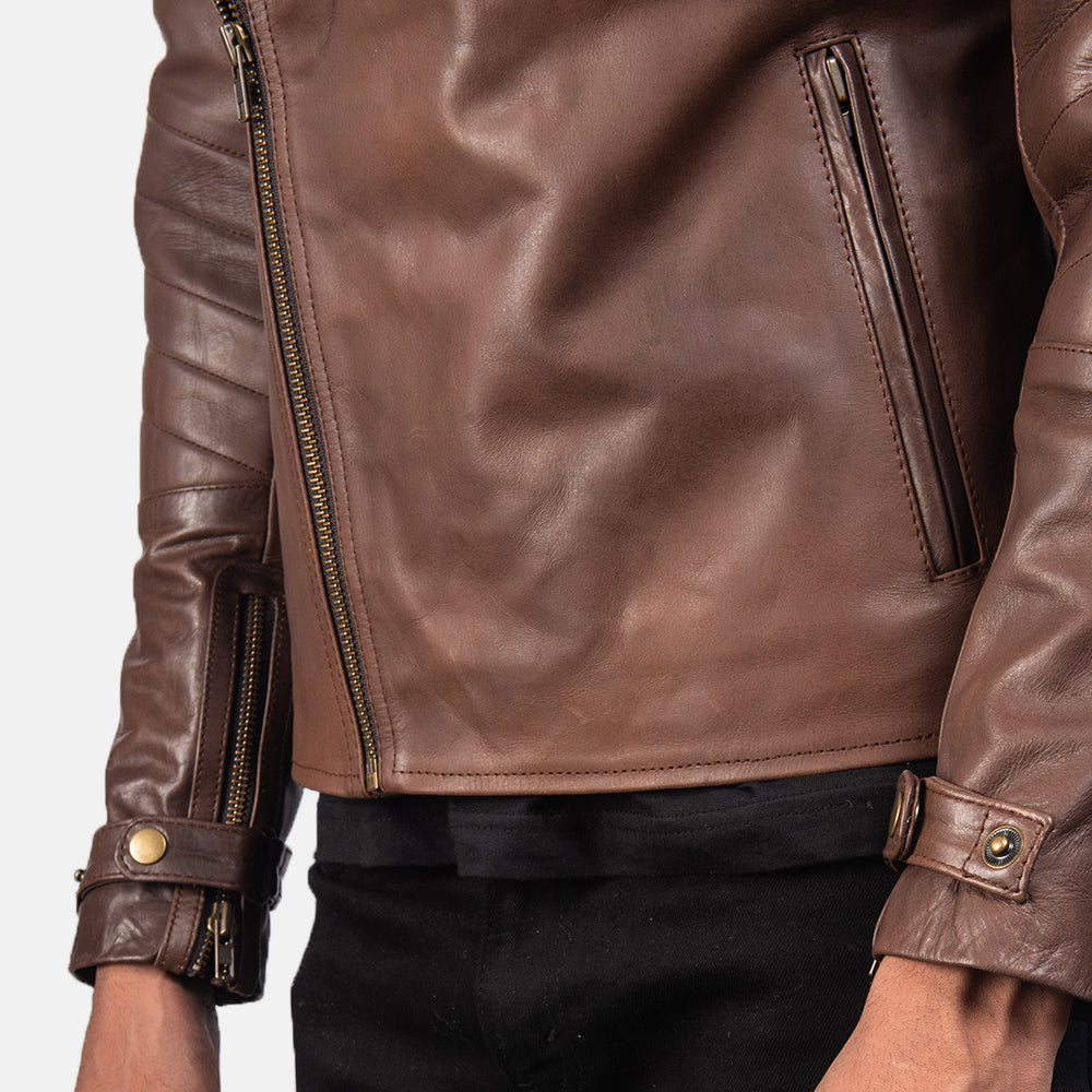 New Raiden Brown Motorcycle Racing Moto Men Biker Leather Jacket