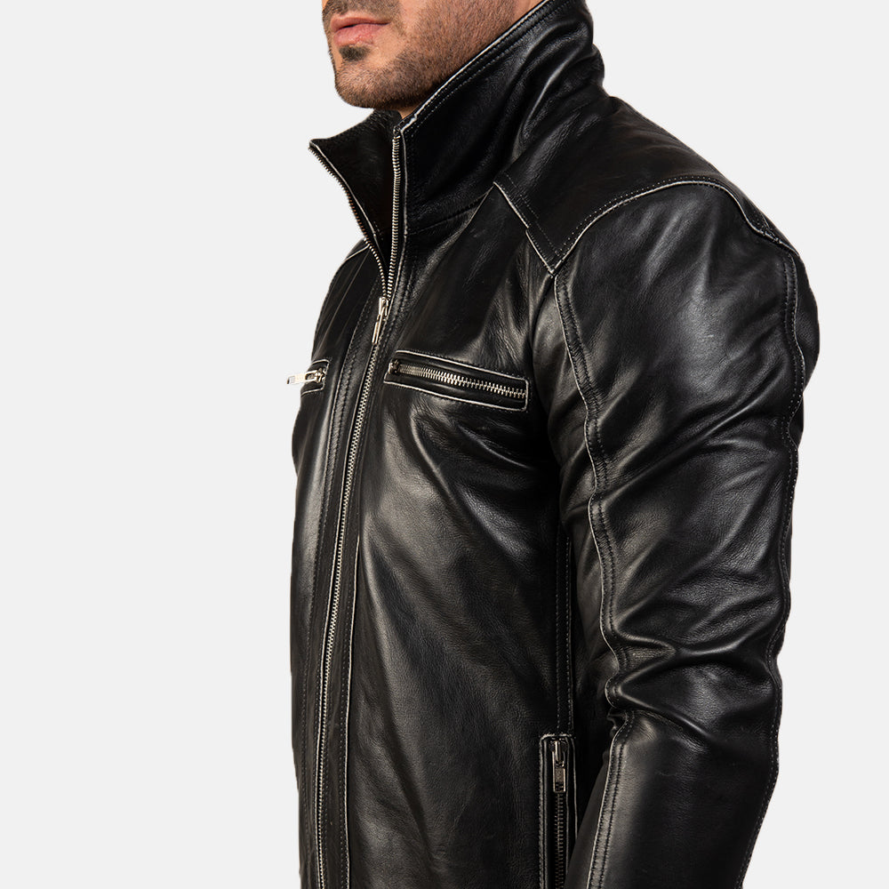 Hudson Black Riding Motorcycle Men Moto Leather Biker Jacket