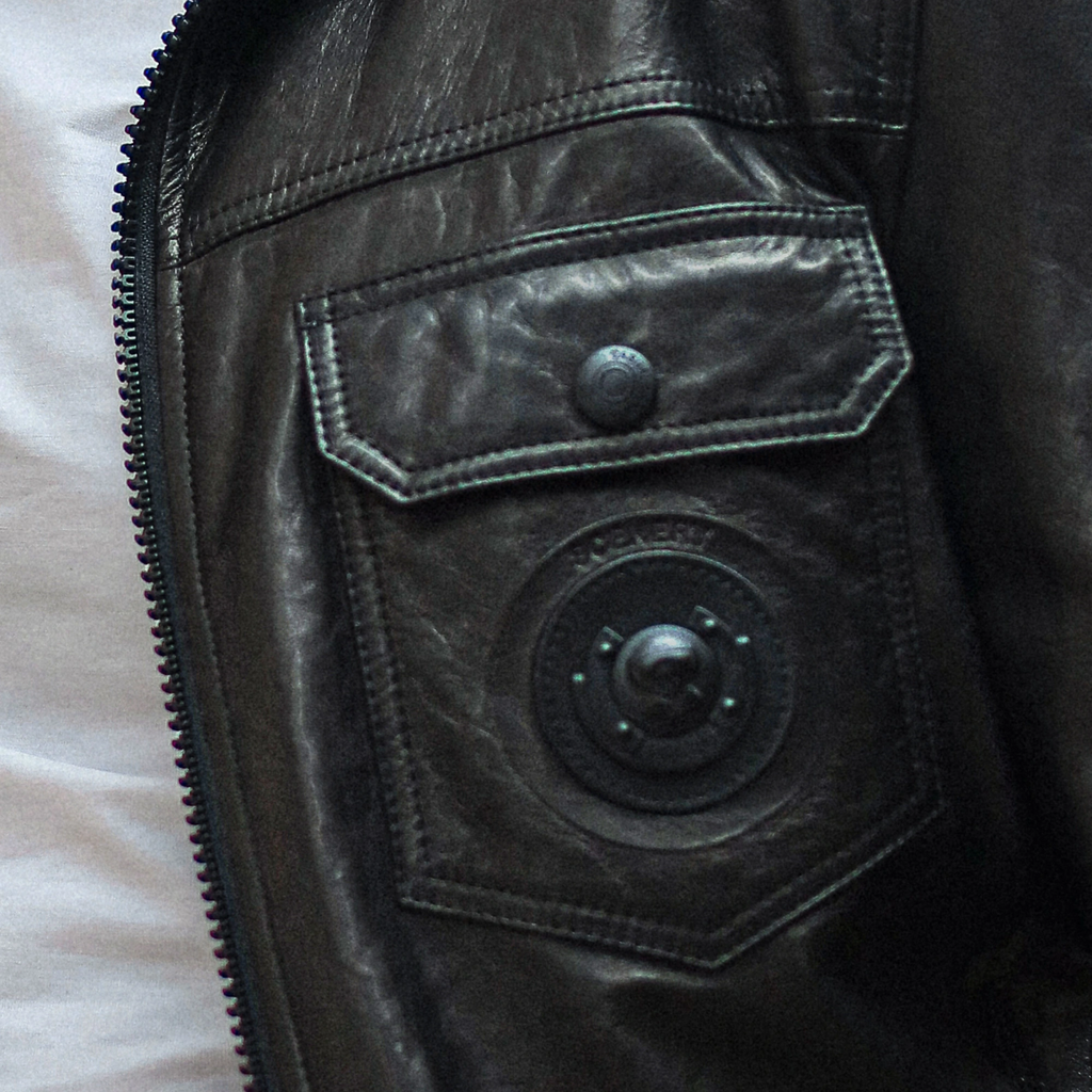 Black Casual Goatskin Leather Bomber Jacket
