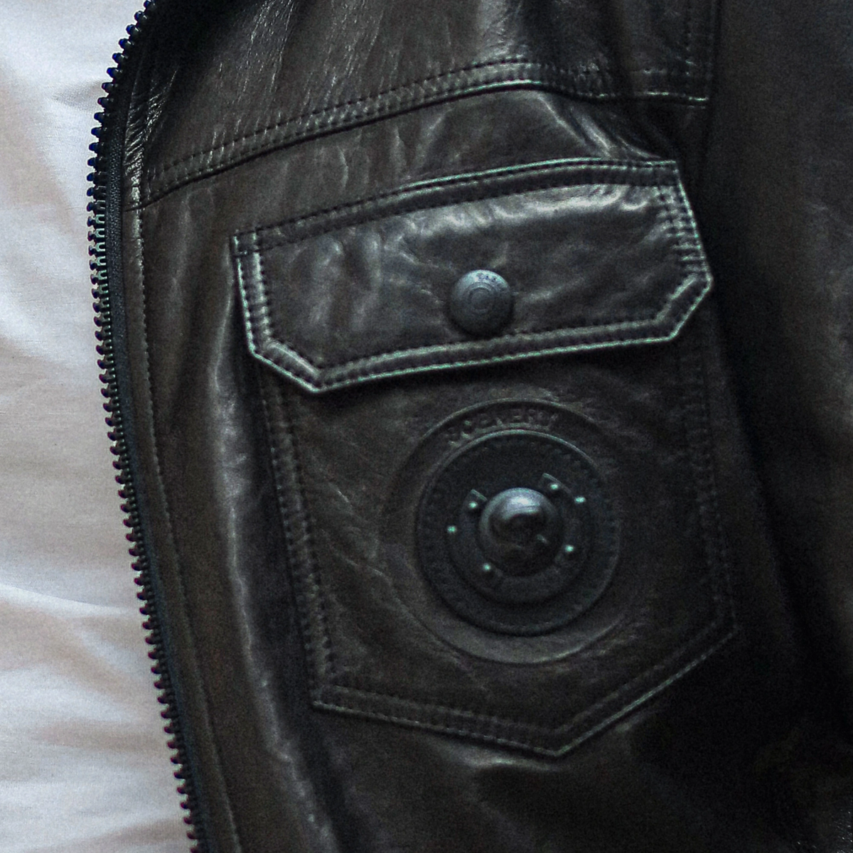 Black Casual Goatskin Leather Bomber Jacket
