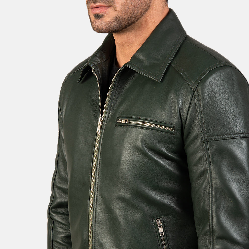 New Green Motorcycle Racing Moto Men Biker Leather Jacket