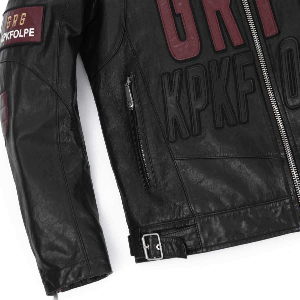Black Full Patched Genuine Leather Racer Jacket