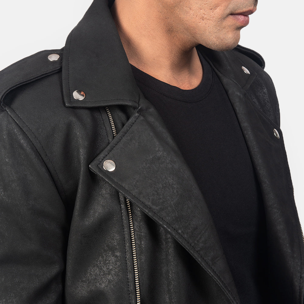 New Men Black Moto Racing Motorbike Leather Biker Jacket