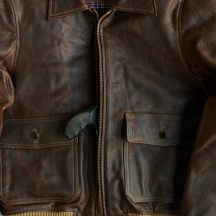 Men Brown flying RAF Aviator Cowhide Leather Biker Jacket