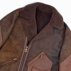 Lambskin Shearling Rancher Biker Jacket Brown