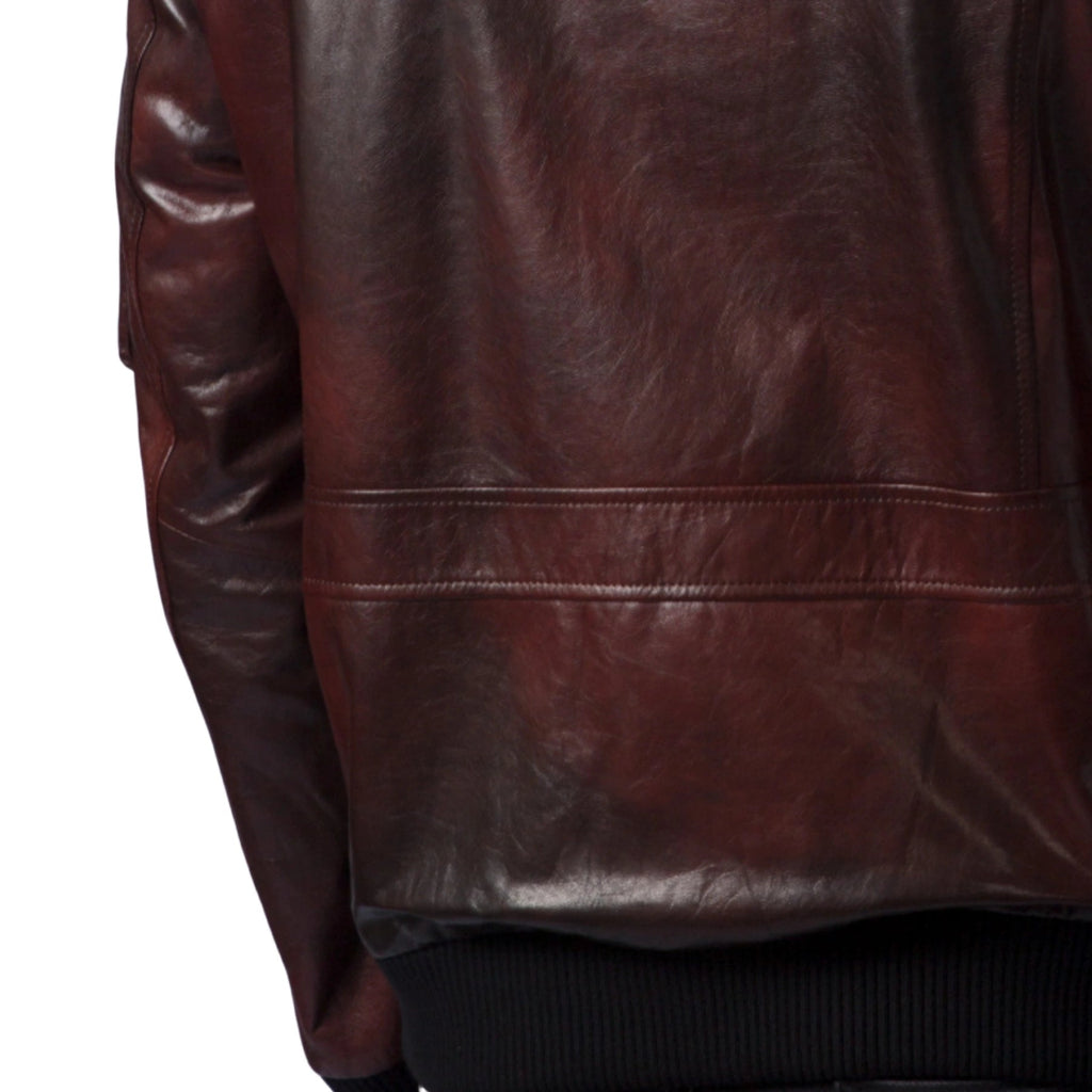 Reddish Brown G-1 Navy Aviator Leather Bomber Jacket with Removable Fur Collar