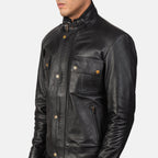 Men Darren Black Motorbike Riding Moto Leather Biker Jacket