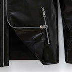 Men's 100% Goatskin Classic Black Leather Motorcycle Racer Jacket