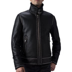 Black Fur Coat Shearling Sheepskin Warm Leather Jacket