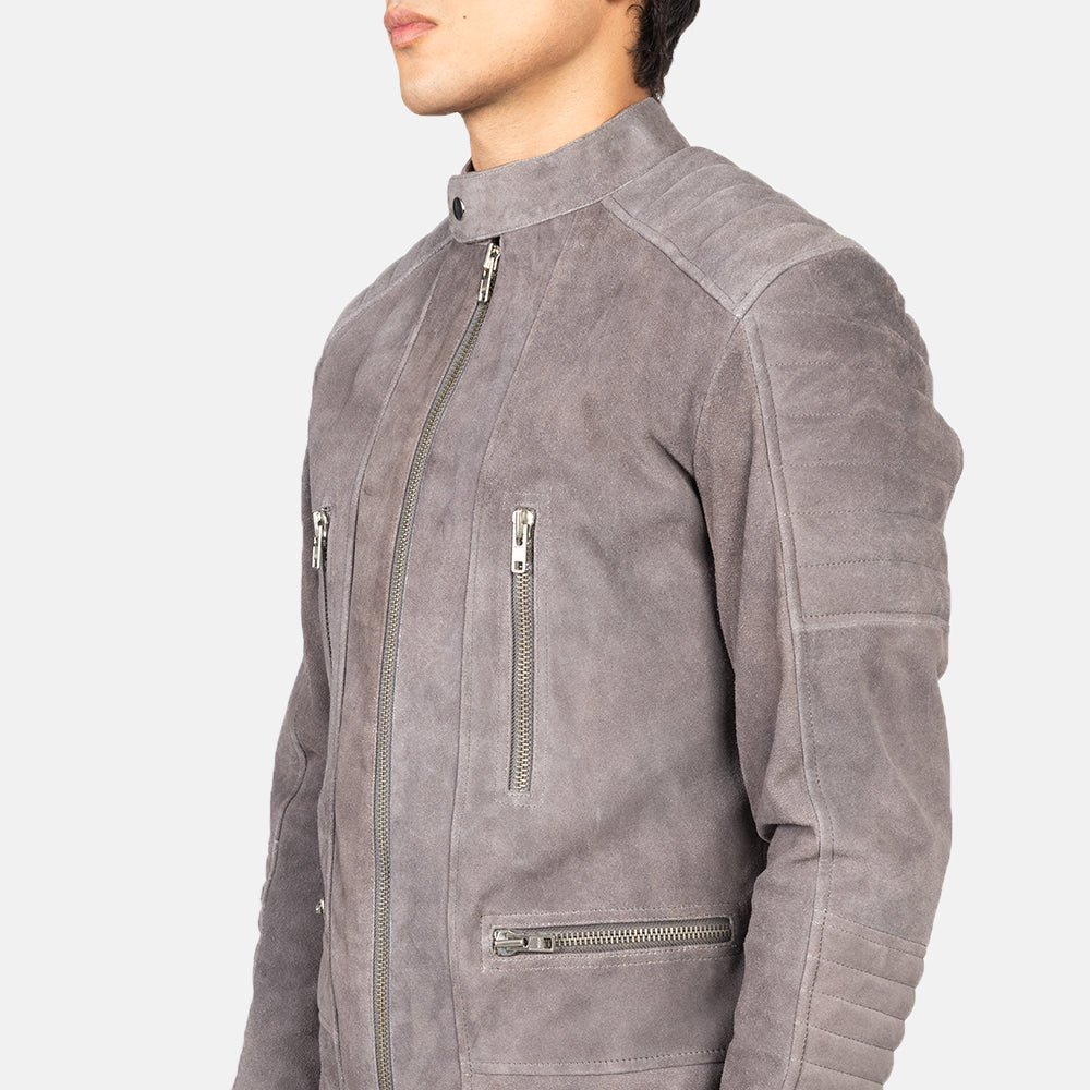 New Damian Grey Motorbike Riding Moto Leather Suede Biker Jacket For Men