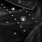 Black Rivet Punk Genuine Leather Moto Biker Jacket