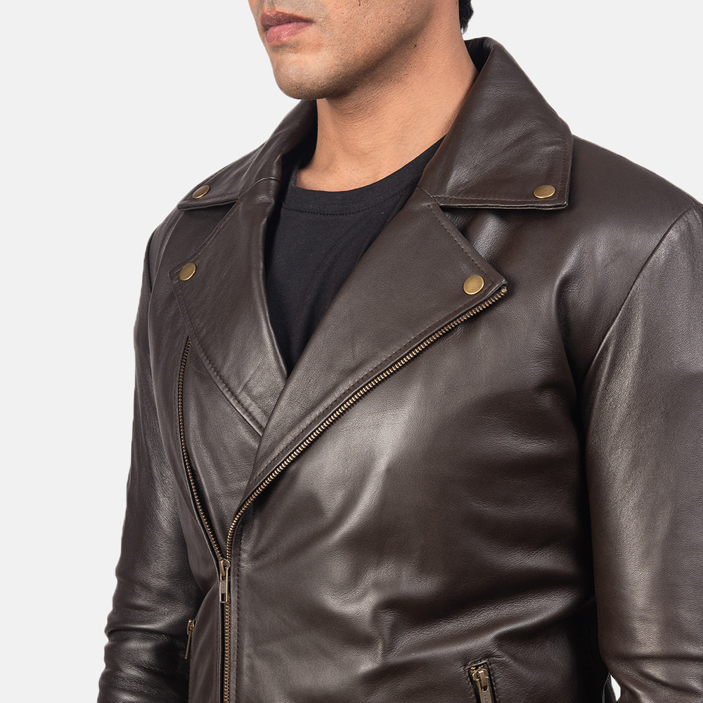 Brown Moto New Motorcycle Riding Leather Biker Jacket For Men