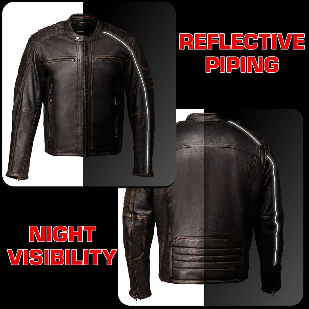 MMCC Men's Anarchy Brown Leather Motorcycle Jacket - MMC10004