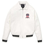 Avirex Iconic White Leather Bomber Jacket