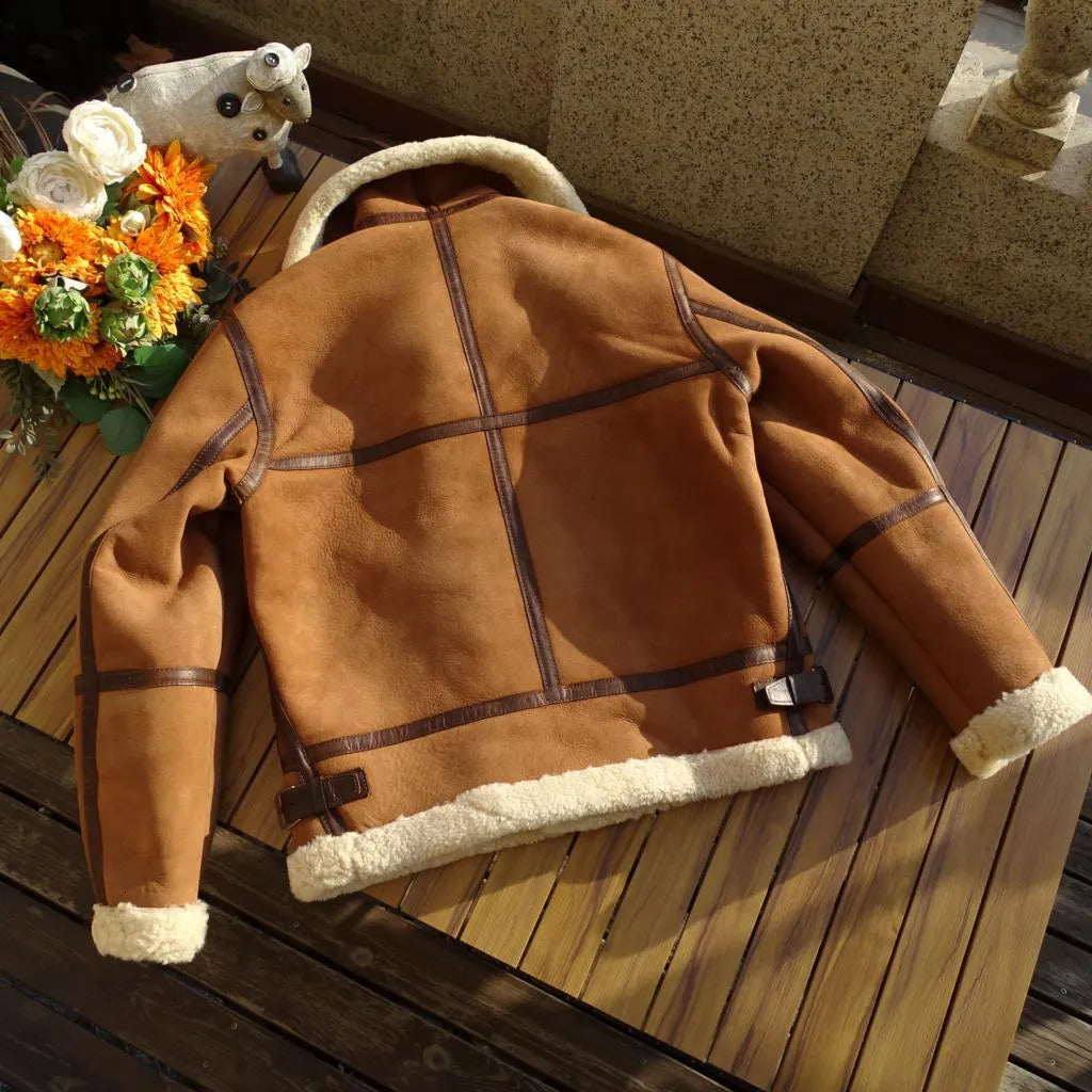 Sheepskin Pilot B3 Fur Whiskey Art Jacket