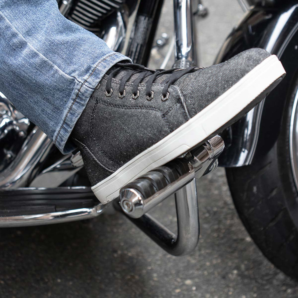 Milwaukee Leather Men's Threadshift Black Canvas Reinforced Street Riding Shoes - MBM9108