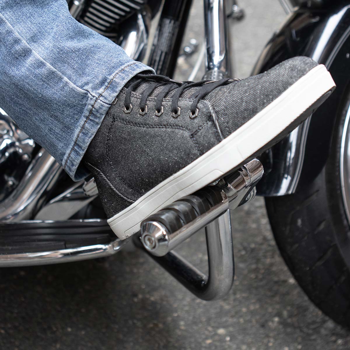 Milwaukee Leather Men's Threadshift Black Canvas Reinforced Street Riding Shoes - MBM9108