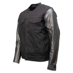 Milwaukee Leather Men's Night Shift Black Denim and Leather Sleeves Motorcycle Riders Jacket - MDM1003