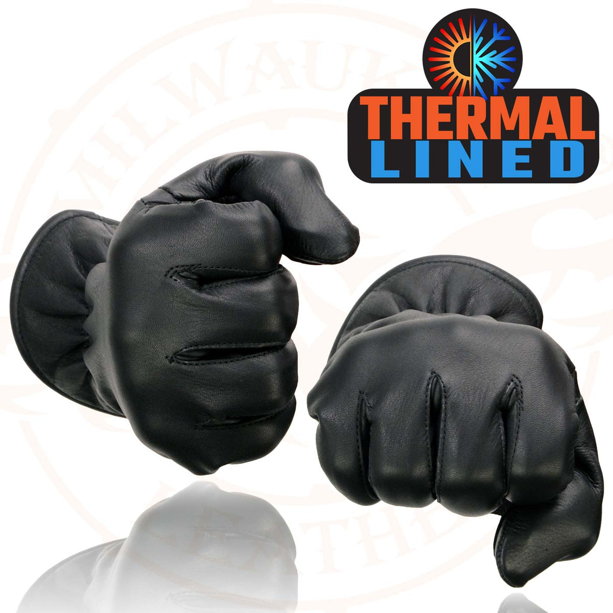 Milwaukee Leather MG7715 Women's Black Leather Thermal Lined Motorcycle Gloves w/ Cinch Wrist Closure