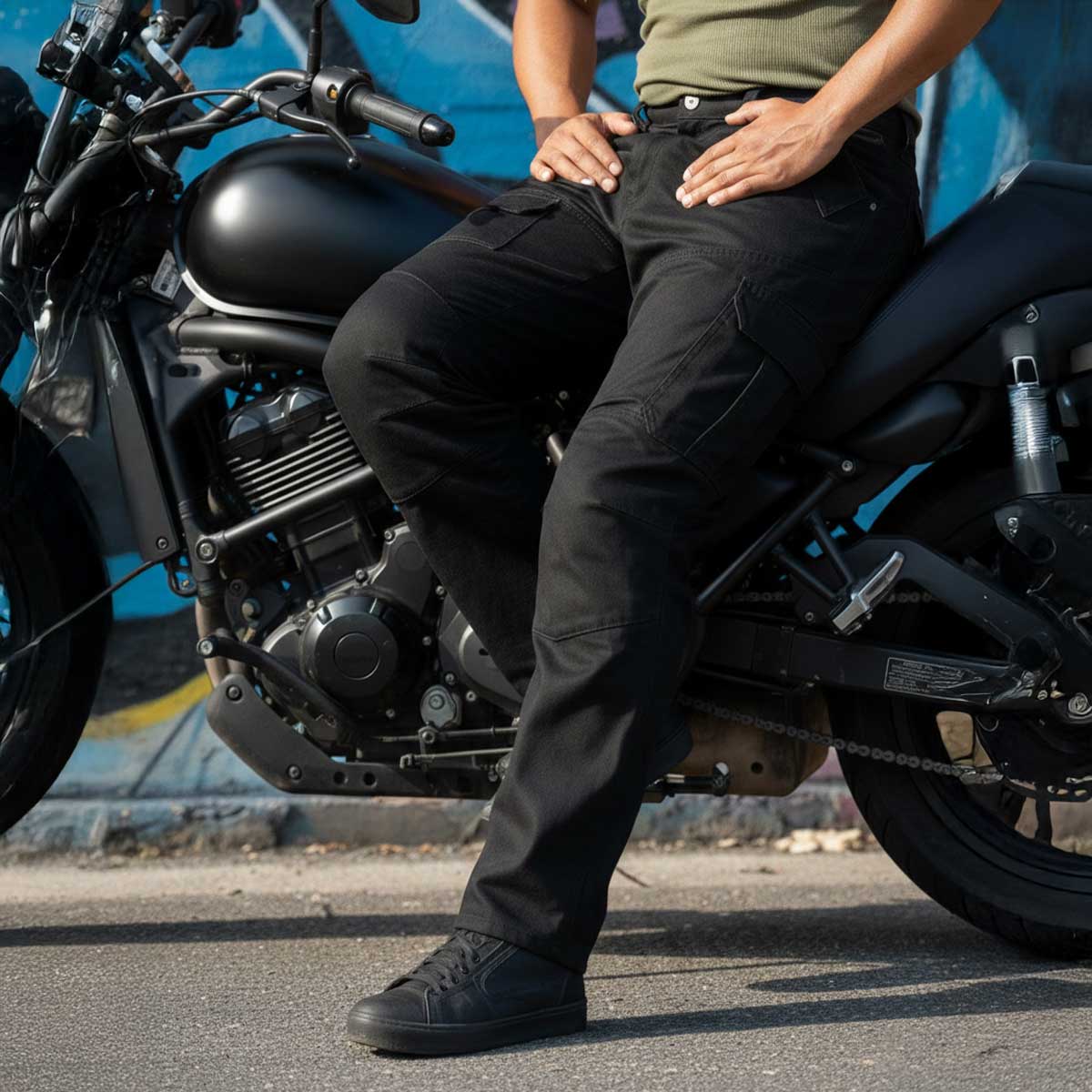 Milwaukee Leather MPM5590 Men's Black CE Armored Cargo Jeans Pants Reinforced w/ Aramid by DuPont Fibers