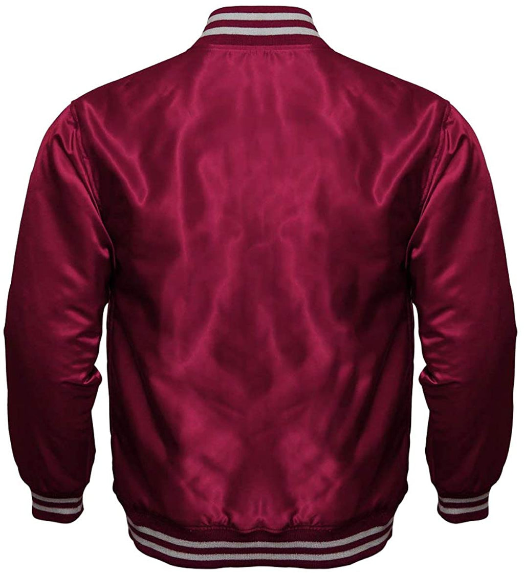 Varsity Letterman Baseball Bomber Vintage Retro All Poly Satin Jacket