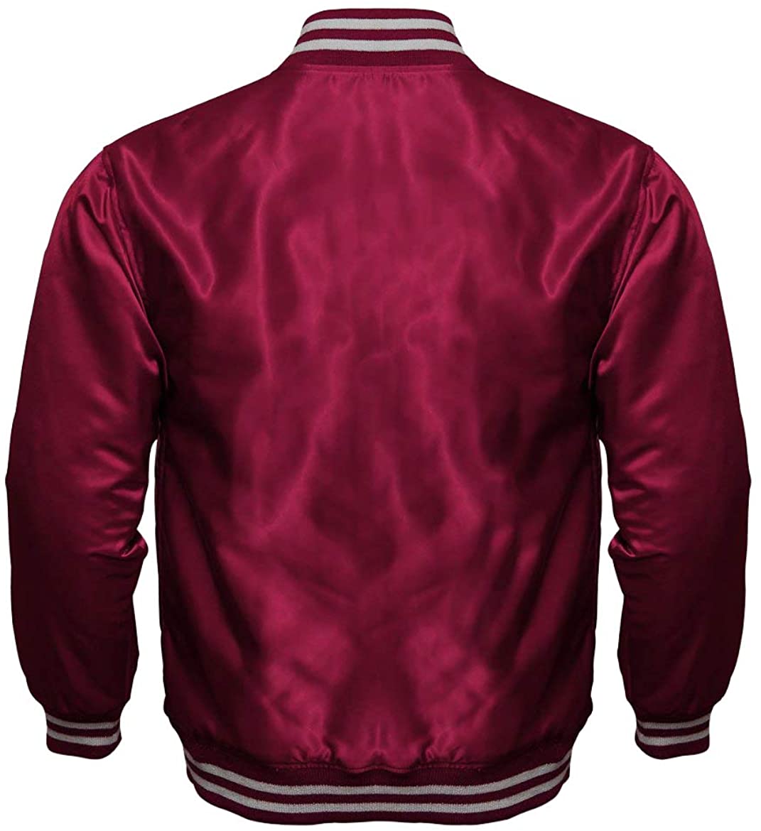 Varsity Letterman Baseball Bomber Vintage Retro All Poly Satin Jacket
