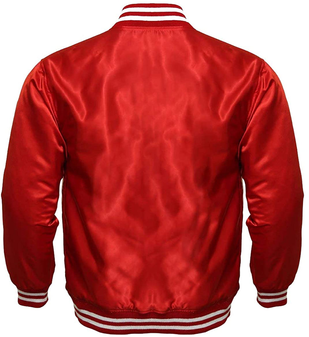 Varsity Letterman Baseball Bomber Vintage Retro All Poly Satin Jacket