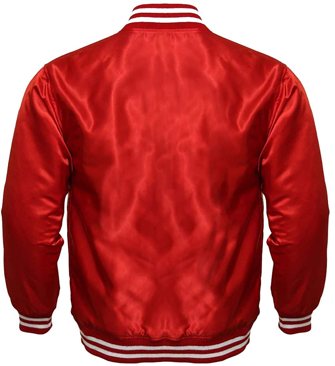 Varsity Letterman Baseball Bomber Vintage Retro All Poly Satin Jacket