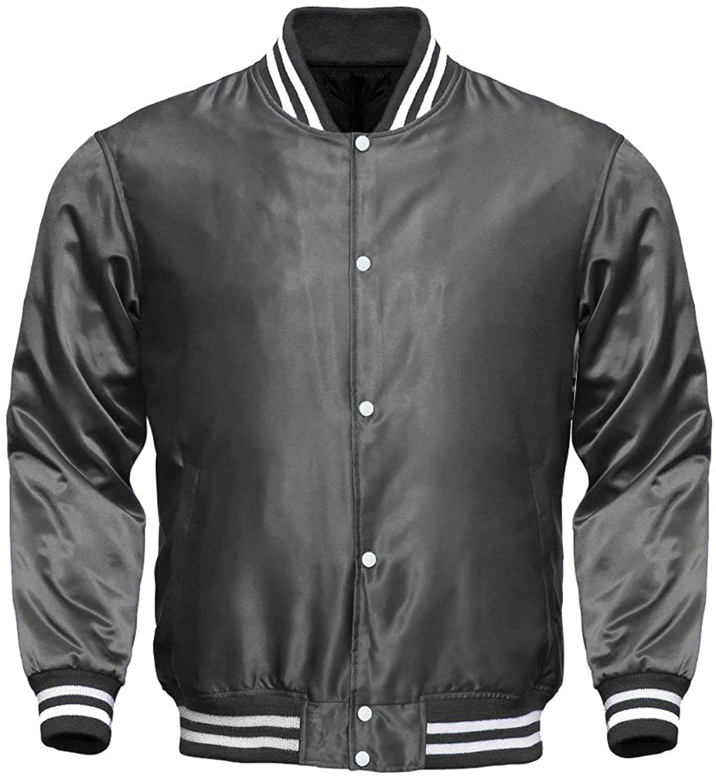 Varsity Letterman Baseball Bomber Vintage Retro All Poly Satin Jacket