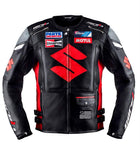 RED SUZUKI MOTUL MOTORCYCLE LEATHER RACING JACKET