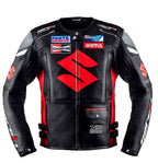 RED SUZUKI MOTUL MOTORCYCLE LEATHER RACING JACKET