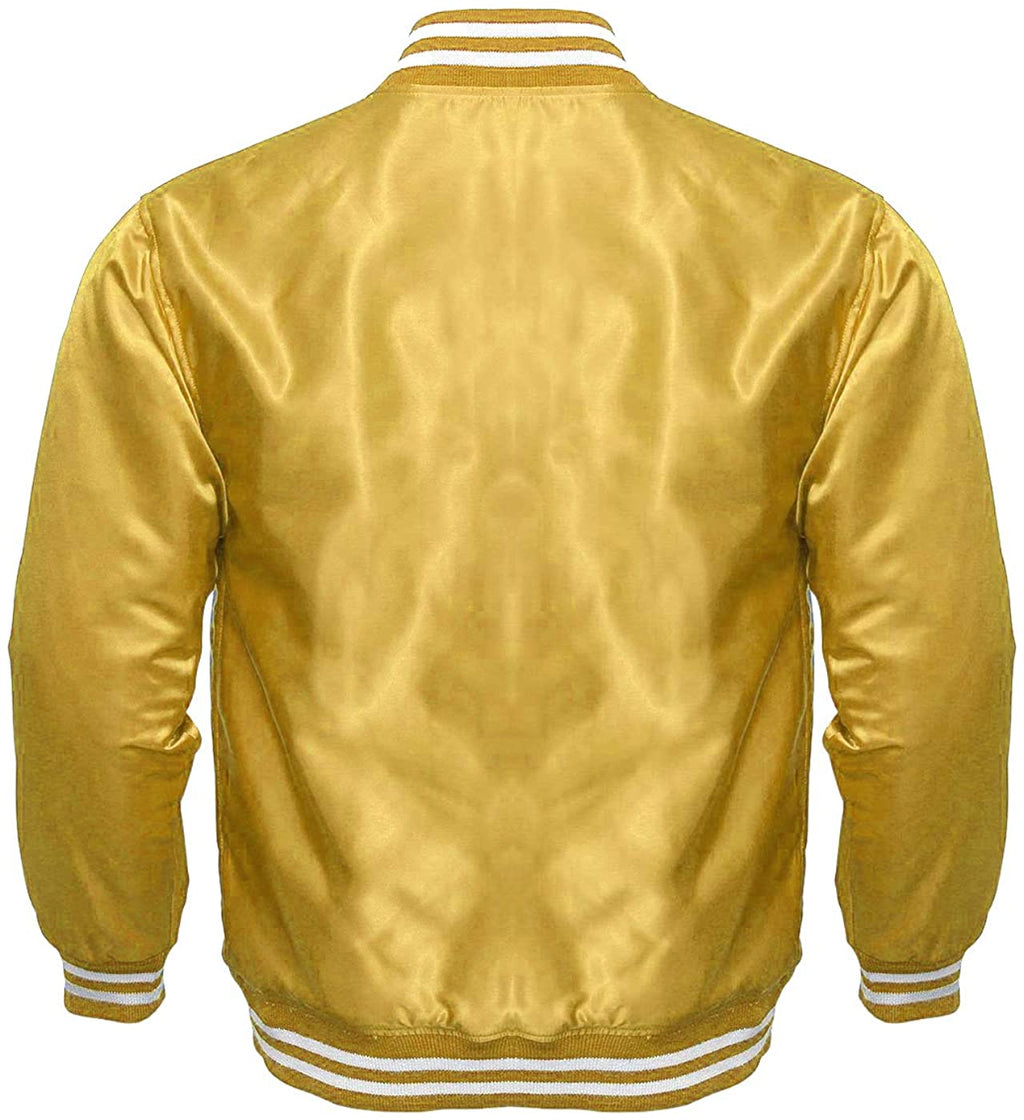Varsity Letterman Baseball Bomber Vintage Retro All Poly Satin Jacket