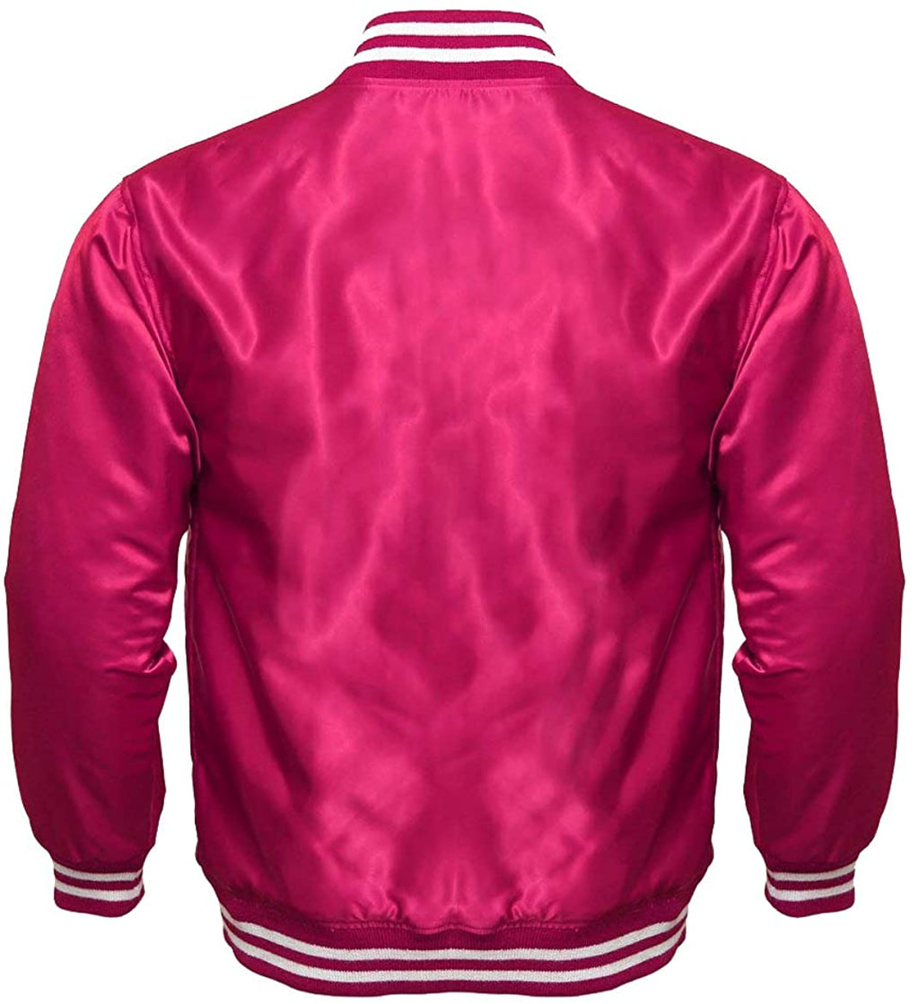 Varsity Letterman Baseball Bomber Vintage Retro All Poly Satin Jacket