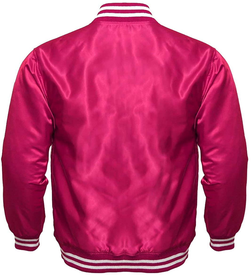Varsity Letterman Baseball Bomber Vintage Retro All Poly Satin Jacket