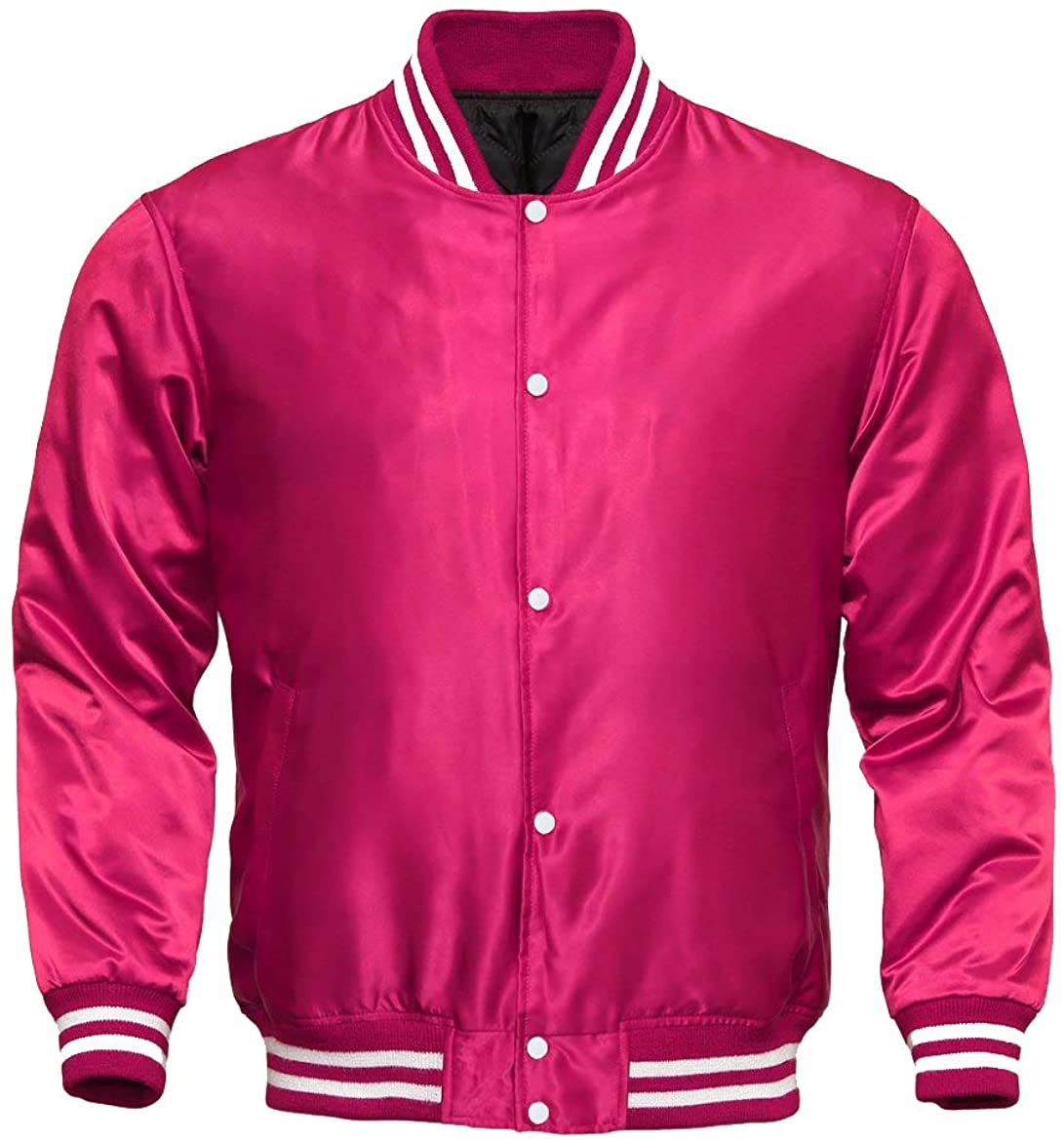 Varsity Letterman Baseball Bomber Vintage Retro All Poly Satin Jacket