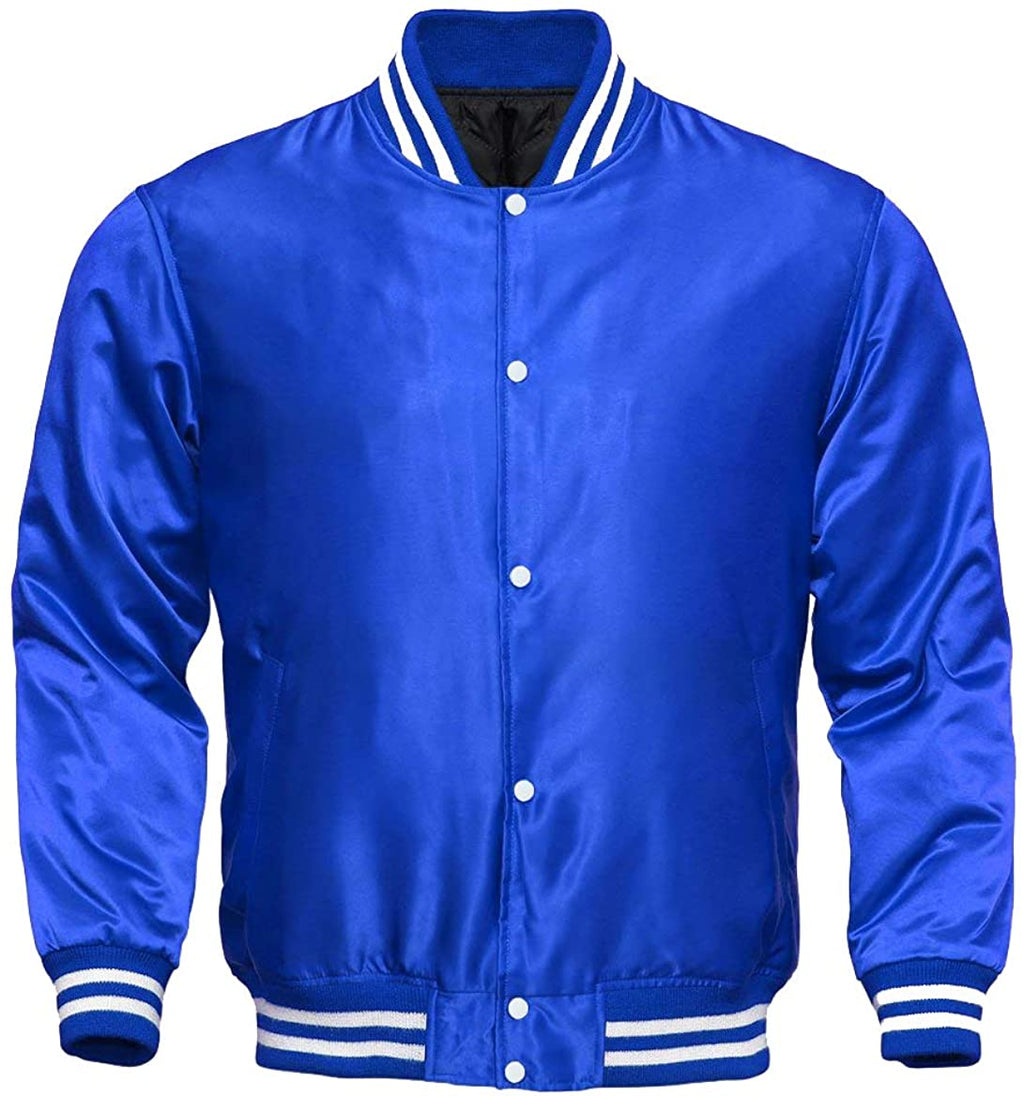 Varsity Letterman Baseball Bomber Vintage Retro All Poly Satin Jacket