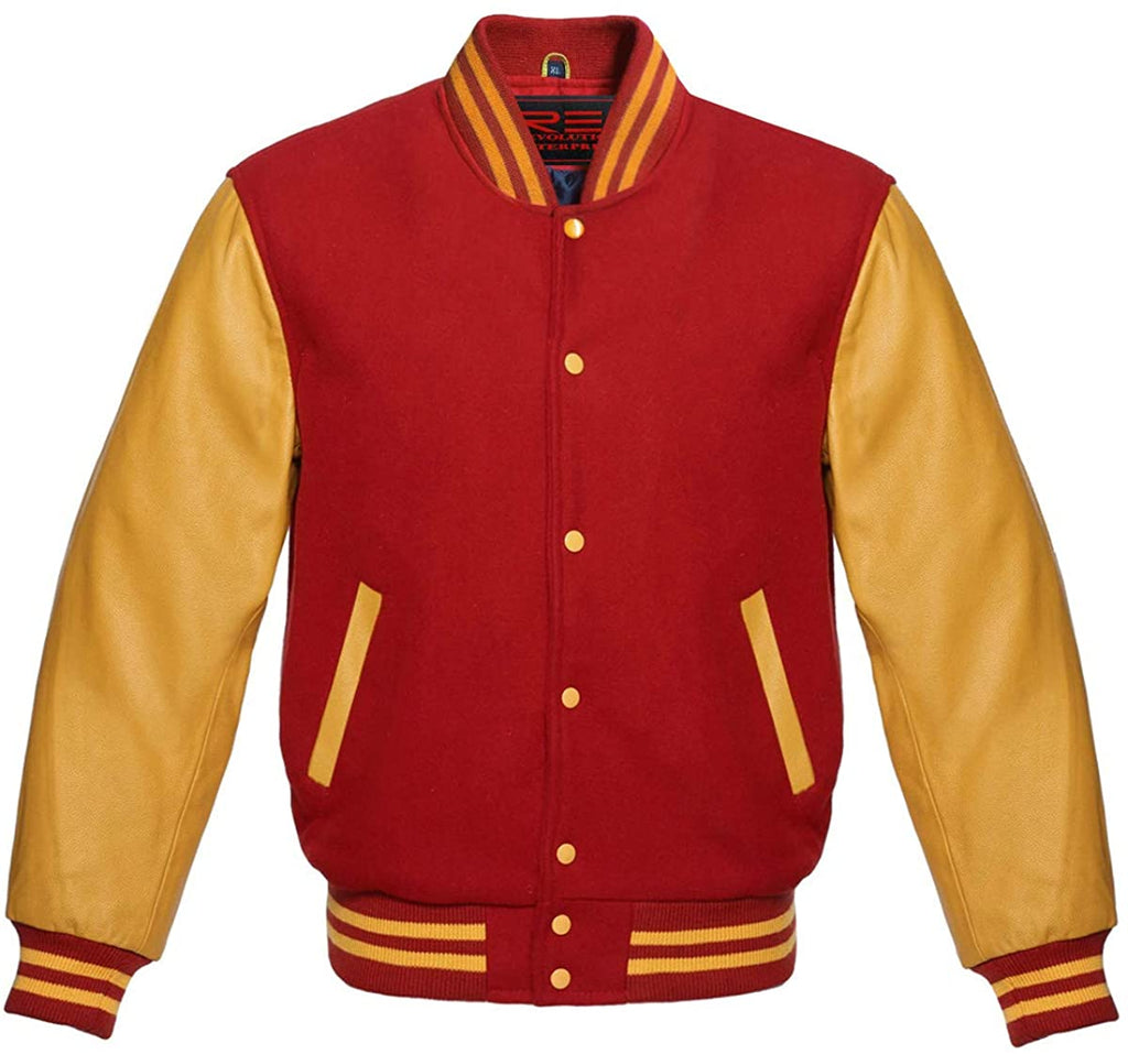 Varsity Letterman Baseball Bomber Retro Vintage Jacket Wool & Genuine Leather Sleeves