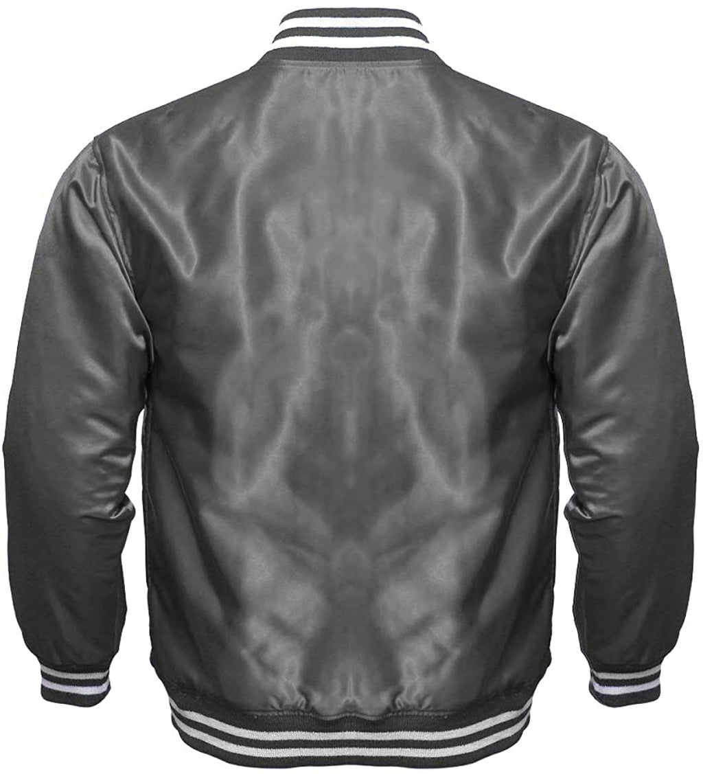 Varsity Letterman Baseball Bomber Vintage Retro All Poly Satin Jacket