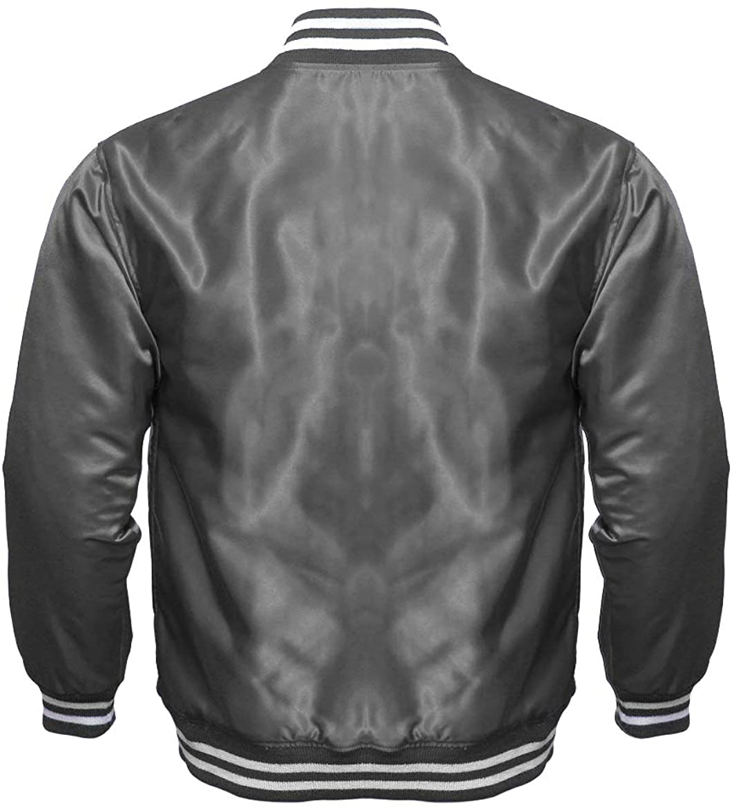 Varsity Letterman Baseball Bomber Vintage Retro All Poly Satin Jacket