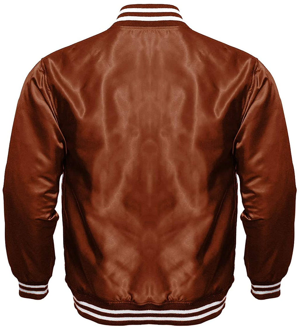 Varsity Letterman Baseball Bomber Vintage Retro All Poly Satin Jacket