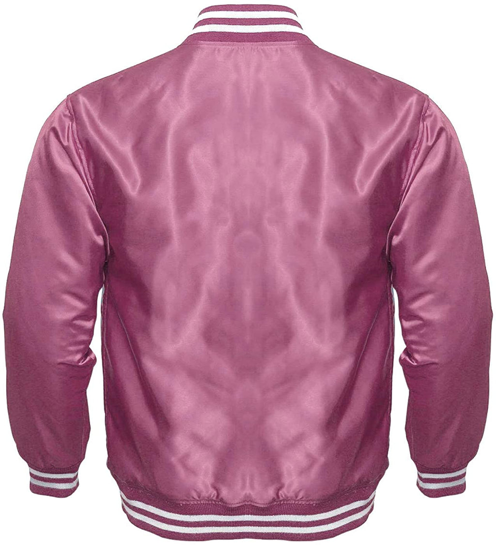 Varsity Letterman Baseball Bomber Vintage Retro All Poly Satin Jacket