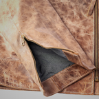 Mens Brown Vintage Distressed Real Leather Two Pocket Jacket
