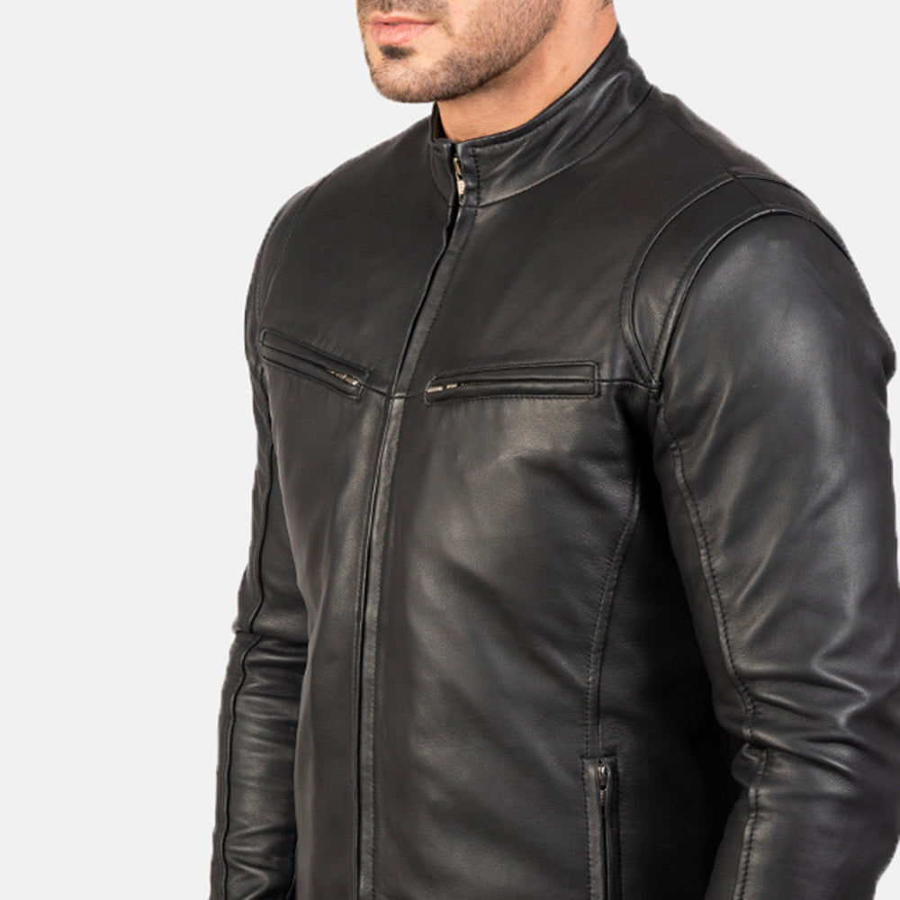 New Men Black Motorbike Racing Moto Leather Biker Jacket